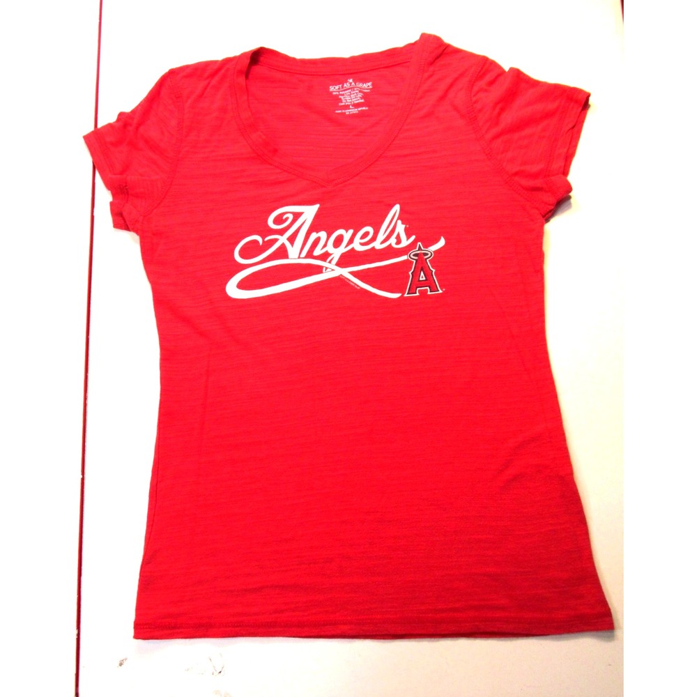 Soft As A Grape Los Angeles Angels T-Shirt Womens Large Red V-Neck MLB Baseball